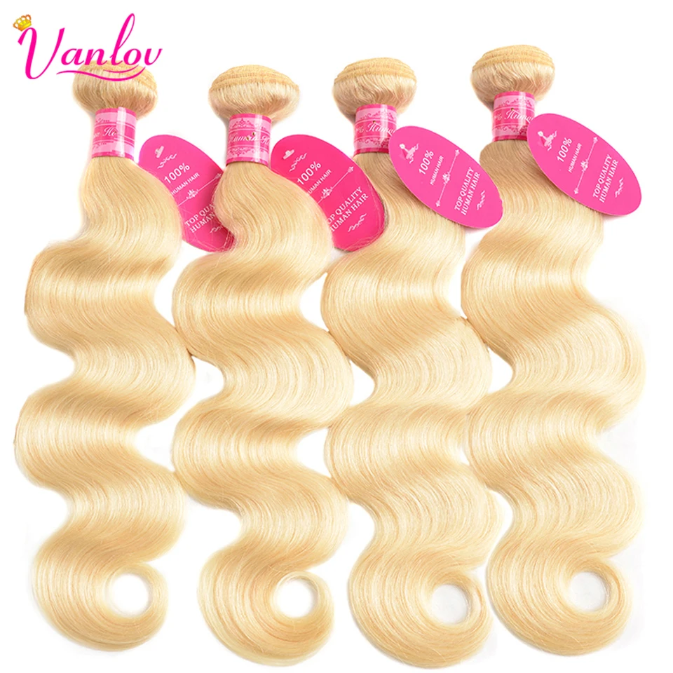 Vanlov  134 613 Blonde Bundles Brazilian Hair Weave Body Wave Bundles 100% Remy Human Hair Bundles 613 Hair Extension (2)