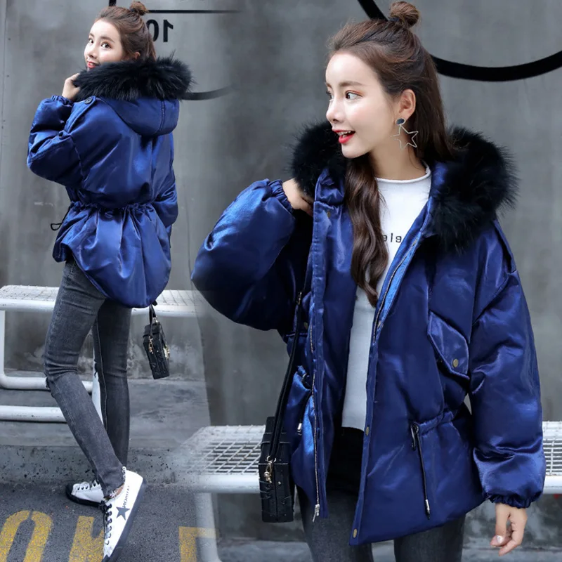 

Short Slimming Hooded Solid Color Da Mao Version Fashion Cotton Coat Trend Female Winter New Style 2019 WOMEN'S Dress Collar Cot