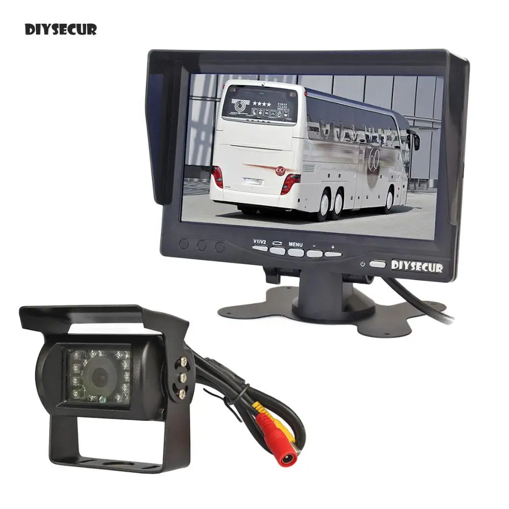 

DIYSECUR 7" HD TFT LCD Car Monitor Reverse Rear View Monitor Screen + IR Night Vision Rear View Car Camera + Remote Control
