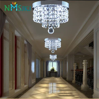 

Italian Light Luxury Round Clear Crystal Ceiling Lamp for Corridor Lighting Bedroom Decoration