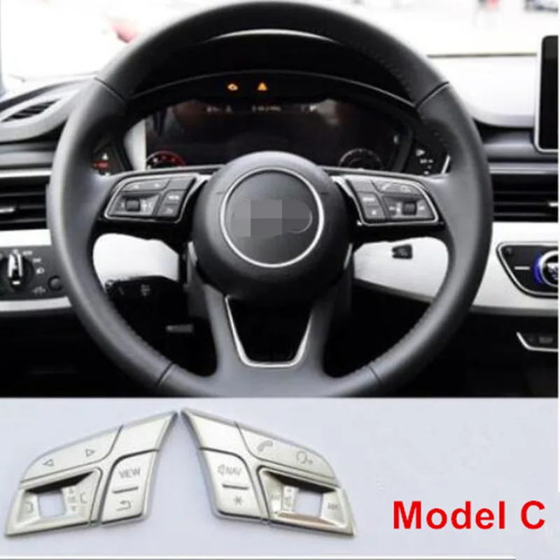 Для Audi Q3 Q5 A1 A3 8 в A4 B9 B8 A5 A7 автомобильный Стайлинг Руль кнопки накладка наклейки - Цвет: Model C