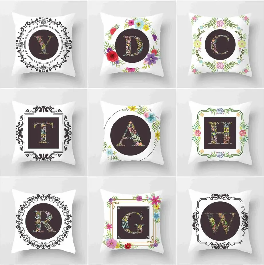 

Letter Decor Throw Sofa Cover 18'' Pillow Home Waist Cushion Polyester Case