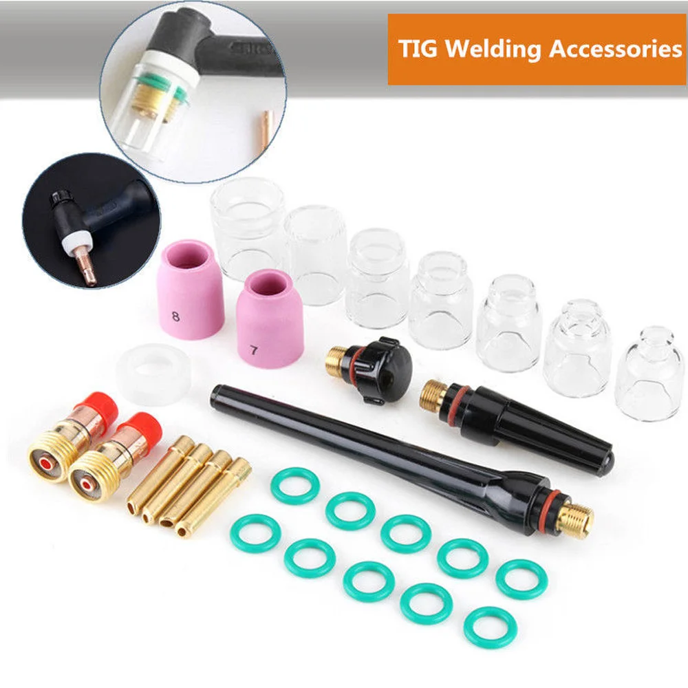 

29Pc TIG Welding Torch Stubby Saver Gas Lens Pyrex Cup Kit Set For WP-17/ 18/ 26