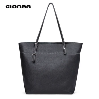 

GIONAR Luxury Brand Work Travel Tote Bag for Women Designer 2020 Cow Top Layer Leather Purses and Handbags Zipper Shoulder Bag