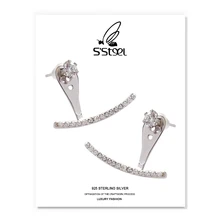 

S'STEEL Curve Zircon Stud Earrings For Women Sterling Silver 925 Fashion Jewelry Pendientes Plata De Ley 925 Mujer Pendientes