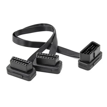 

Car Obd Extension Cord One Towing Two Elbow Flat Line Obd2 Extension Cable 0.3 M Female Y Splitter Elbow Obdii Connector