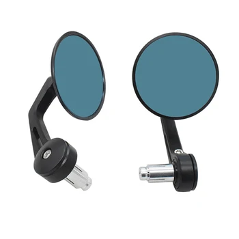 

7/8" Motorcycle Handle Bar End Rearview Mirrors Retro Round Blue Side mirror FOR tmax 530 cb650f xj6 ybr 125 yamaha honda vfr800