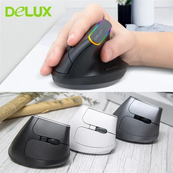 

Delux M618C Wireless Vertical Gaming Mouse Ergonomic Optical USB Computer Mouse Colorful RGB Light Upright PC Office Gamer Mice