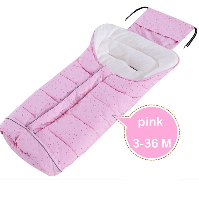 102cm pink Зимний хлопковый спальный мешок для малышей, мягкий теплый конверт для новорожденных, Детские спальные мешки, утолщенная детская коляска, детский спальный мешок с муфтой для ног - Цвет: 102cm pink
