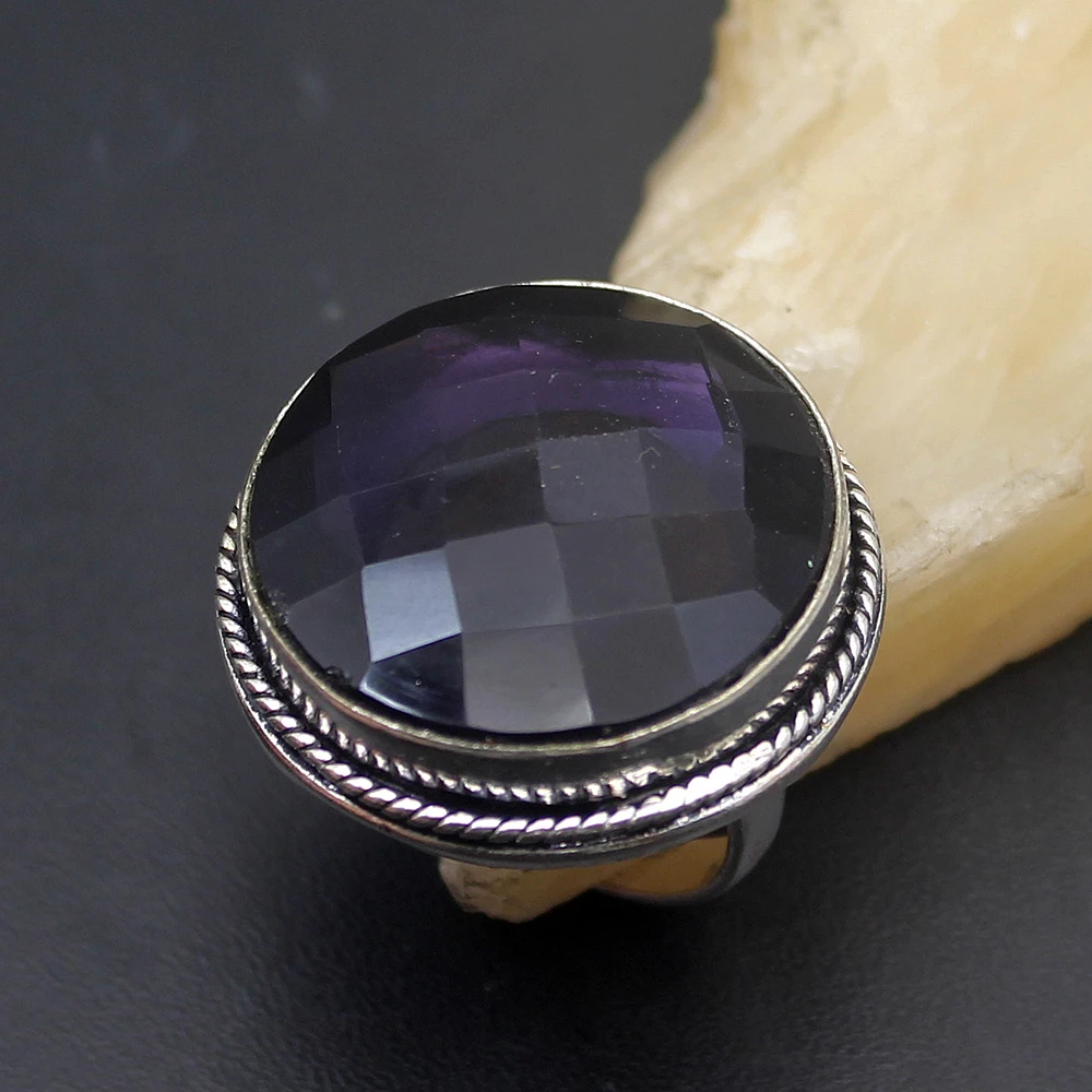 Круглые винтажные фиолетовые аметистые стерлингового серебра 925 модные