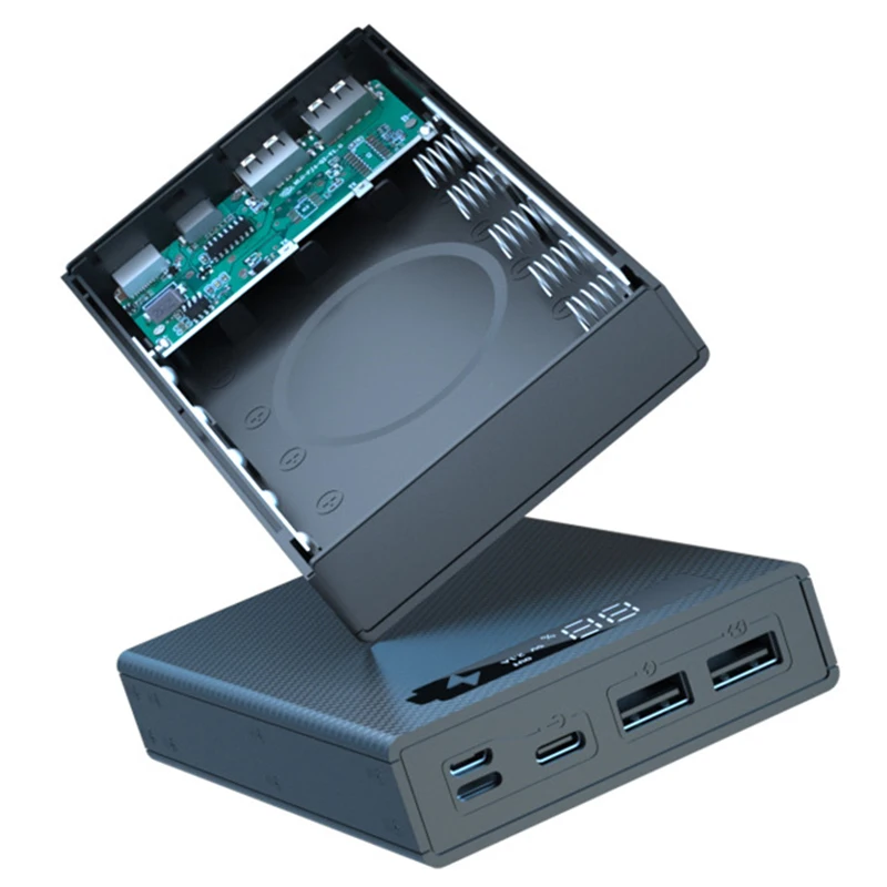 Welding Free 5*18650 Battery Storage Box PD QC3.0 USB 10W Fast Wireless Charging Power Bank Case 18650 Battery Holder Box