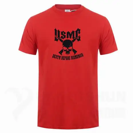 Usmc Marines Skull футболка с пистолетами художественный дизайн Мужская Футболка Высокое качество 16 цветов Чистый хлопок короткий рукав тройники уличная хип-хоп