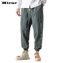 Mirar, Брендовые повседневные штаны для пробежек, Мужские штаны для фитнеса, стиль, модные льняные ретро брюки, мужские большие брюки с принтом