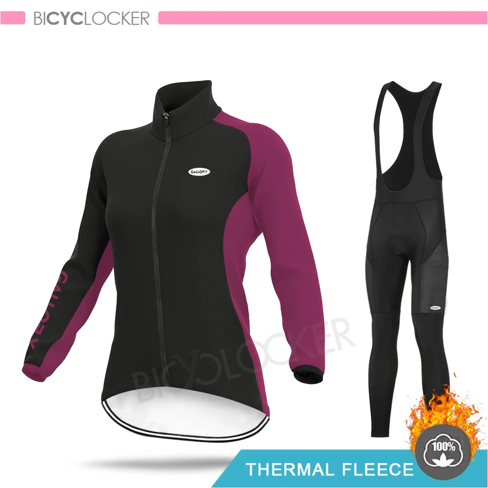 Bib Cycling Set Женская зимняя велосипедная Одежда MTB Женская куртка с длинным рукавом Джерси комплект велосипедная одежда Ropa Ciclismo Pro велосипедная одежда команды - Цвет: Bib Cycling Set