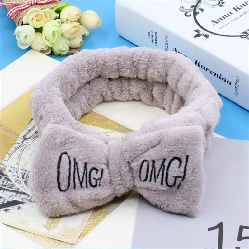 Новинка omg коралловый флисовый ободок с бантиком для лица для женщин и девушек держатели головных уборов тюрбан резинки для волос аксессуары для волос