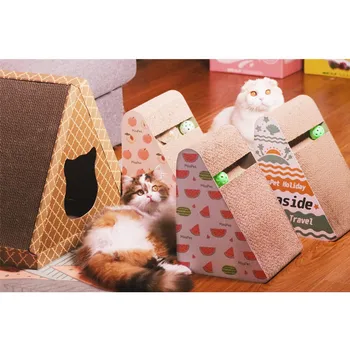

Corrugated Paper Ball Cat Teaser Toy Claws Grinding Cat Toy Slope Triangular Grip Vertical Type Claws Grinding Maker Anti-Cat Sc