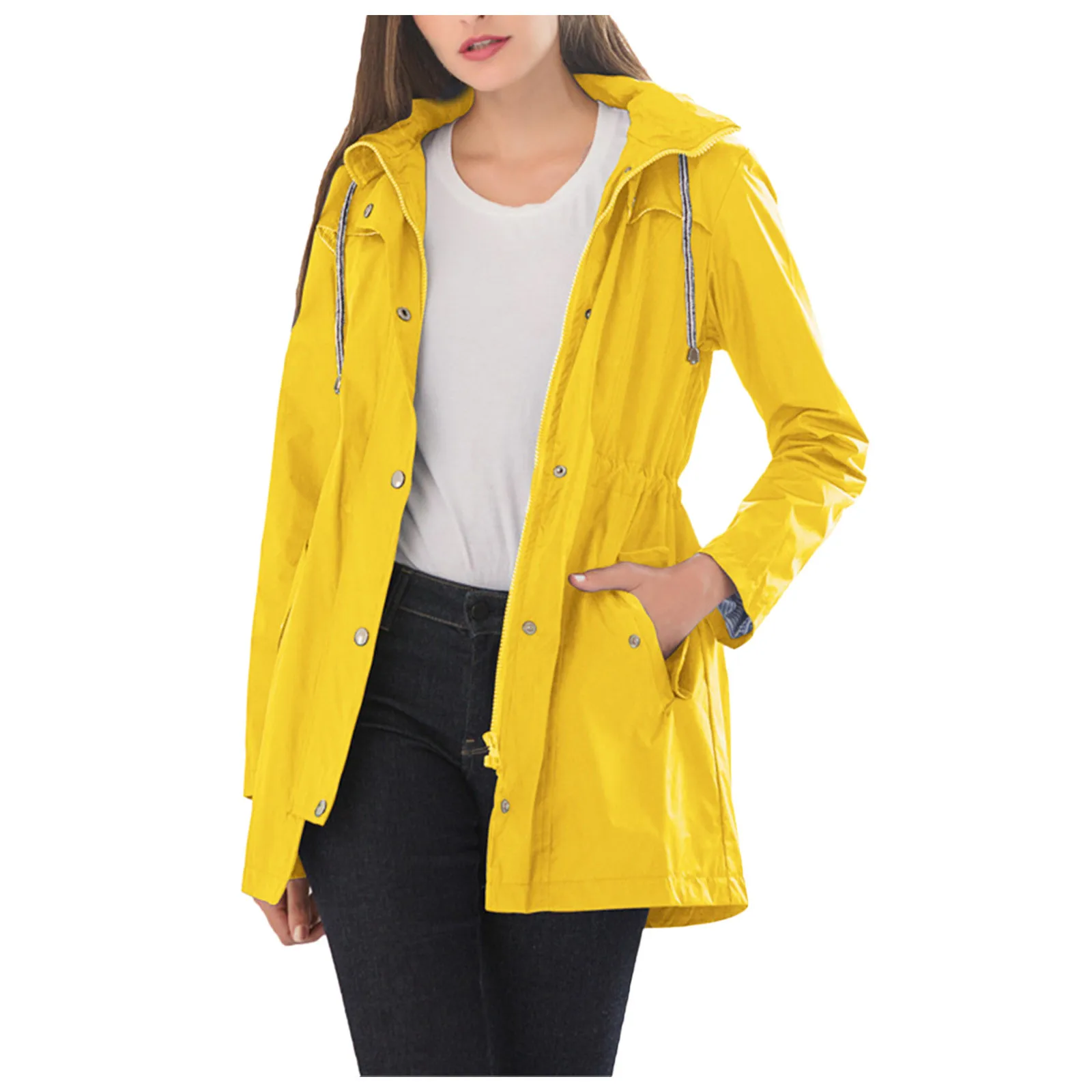 Women's Rain Waterproof With Removable Hood Outdoor Walking Hiking Casual Coat Fashion New Streetwear Jacket chaqueta mujer 2