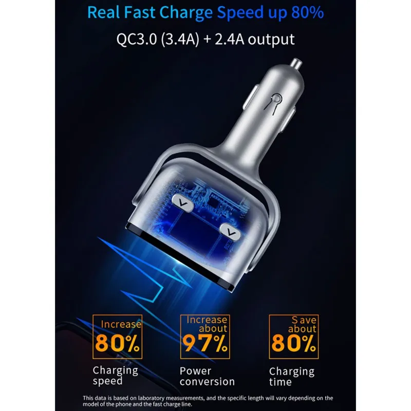 QC3.0+ 2.4a двойной USB автомобильный прикуриватель сплиттер розетка адаптер СВЕТОДИОДНЫЙ монитор напряжения