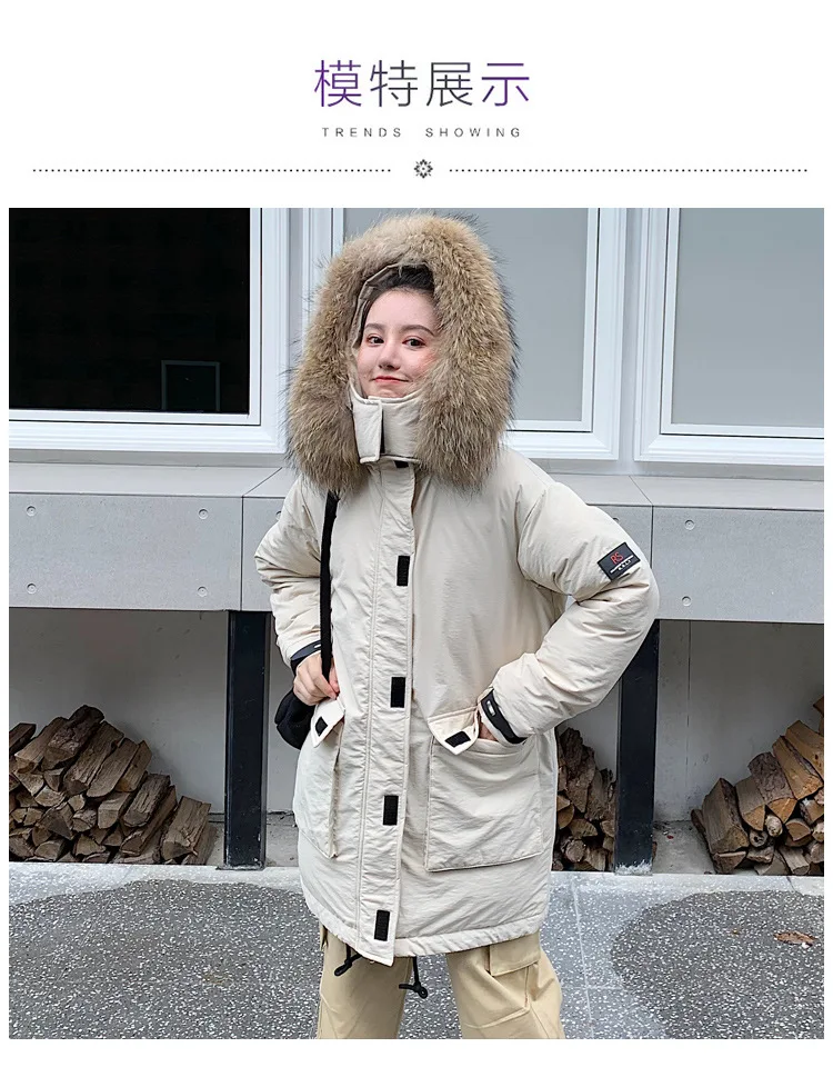 New Style Casual down Jacket Women's Korean-style Workwear Thick Warm Outdoor Ski Suit Mid-length Cotton-padded Clothes