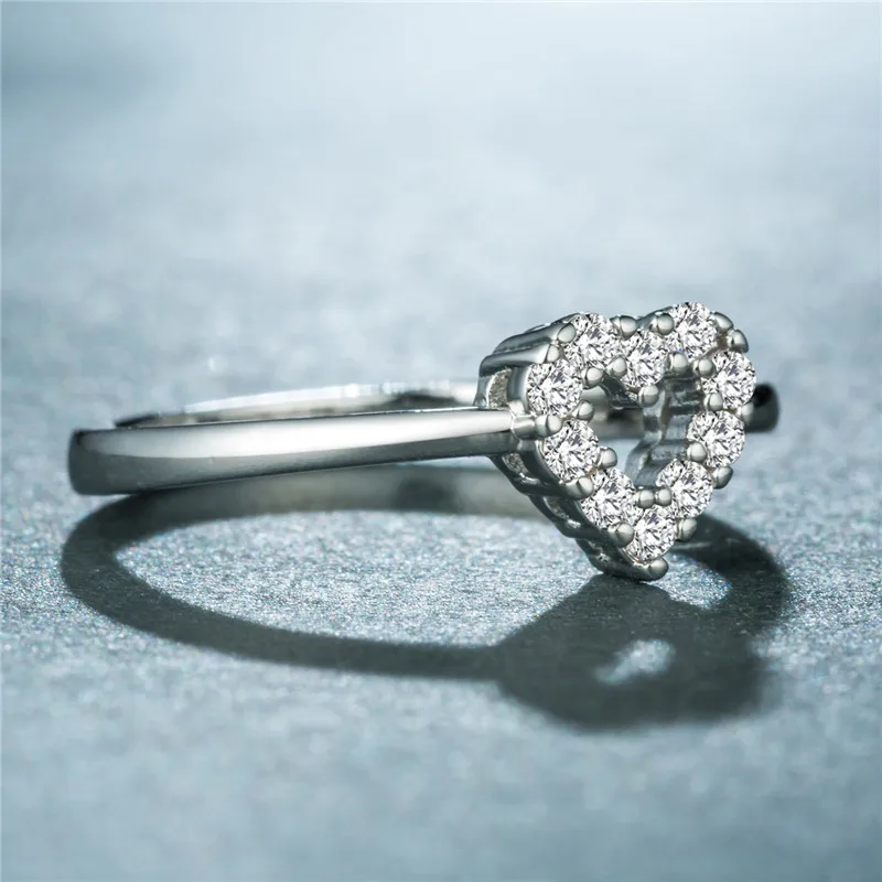 Романтическое кольцо в форме сердца для женщин, лучший друг, подарок, украшение, кристалл, розовое золото, для влюбленных, простое кольцо, размер 6-10