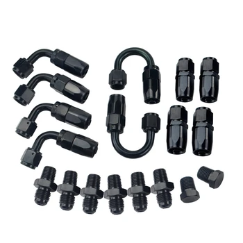 

Swivel Aluminum Hose End Adapter, Straight / 90/180 Degree, Oil Fuel Line NPT Connector SL10NPT-BK