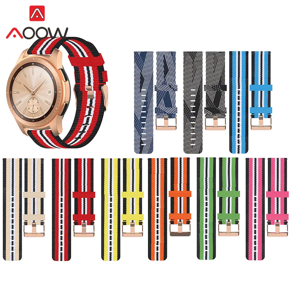 

18mm 20mm 22mm Nylon Watchband for Samsung Galaxy Watch Active2 42mm 46mm Huawei GT 2 Huami Amazfit Canvas Bracelet Strap Band