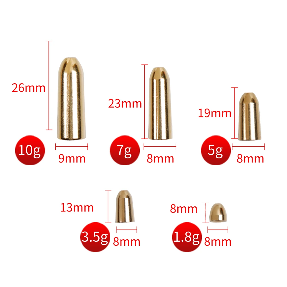 Cylinder Shape Copper Dropshot Weight 1.8g 3.5g 5g 7g 10g Drop Shot Sinker Fishing Weights Fishing Tackle 5pcs/lot fishing accessories,fishing tackle,fishing tool,fishing counterweight sinker