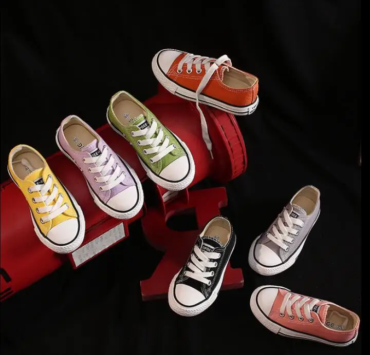 New Classic Children Canvas Shoes Girls Boys Kids Sneakers Tendon Casual Baby Running Shoes Solid Color Child Sport Shoes