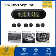 Smart Car TPMS Tire Pressure Monitoring System Solar Power Digital TMPS LCD Display USB Auto Security Alarm Tire Pressure Sensor