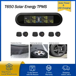 Système de surveillance, pression des pneus TPMS pour voiture intelligente, à énergie solaire, affichage numérique TMPS LCD, USB, alarme de sécurité automatique avec capteur 