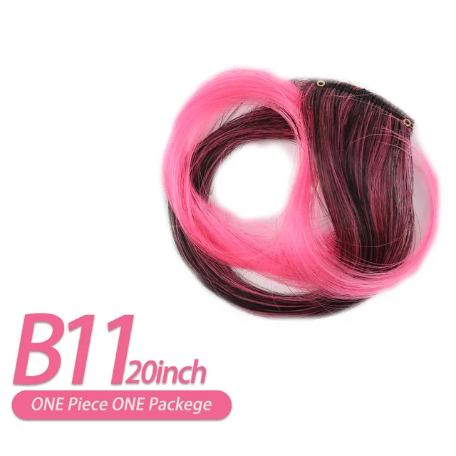 AIYEE Hair Extensions Pure RainBow Hairpiece Clip In Hair Piece Synthetic Long Straight Ombre Pink Red Rainbow Hair Piece b11