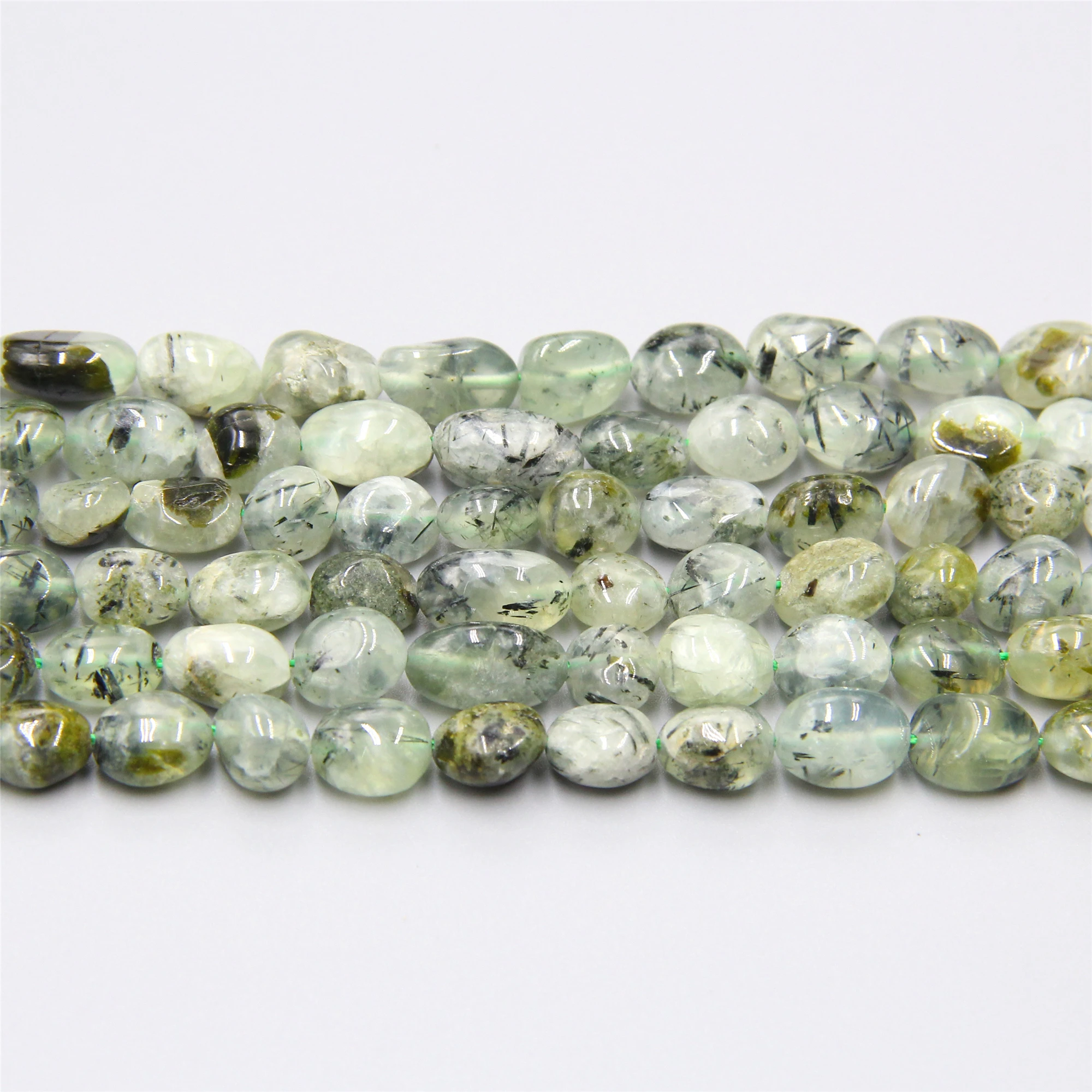 Freeform прямое отверстие натуральный пренитес Зеленый хрустальный камень галька свободные бусины для самостоятельного изготовления ювелирных изделий браслет ожерелье серьги
