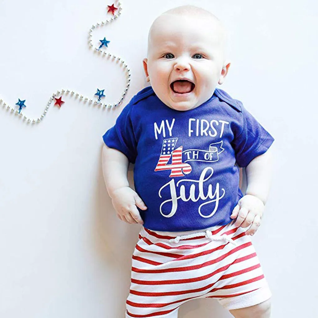 

Baby Boys clothes suit set Kids Baby Boys Letter Print Romper Bodysuit Striped Shorts Outfit kids Clothing Sets For Babies