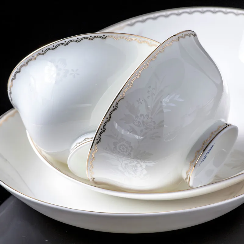 Jingdezhen Ceramic Dinnerware Set Kitchen Tableware Ceramic Plates and Dishes Bowls dish set 60pcs combination Tableware Ceramic