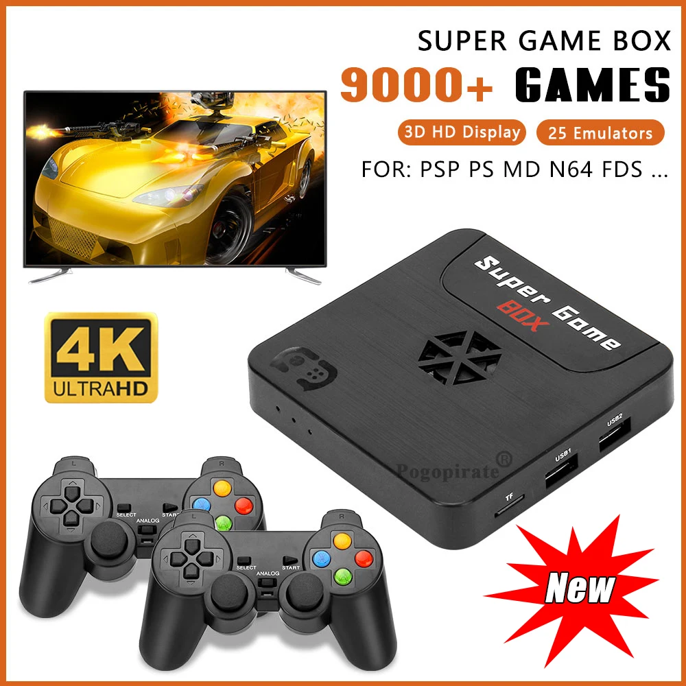 4K Super Console X5 WiFi Game Box With 2 Controllers Player built-in 9000+ Classic Retro Games 3D HD Video Game TV Stick - ANKUX Tech Co., Ltd