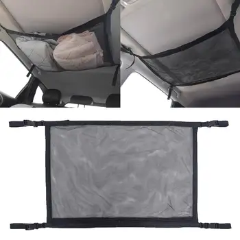 

Universal Car Organizer Car Ceiling Roof String Net Interior Mesh Pocket Cargo Net Zipper Storage Bag For Car Van Pickup SUV MPV