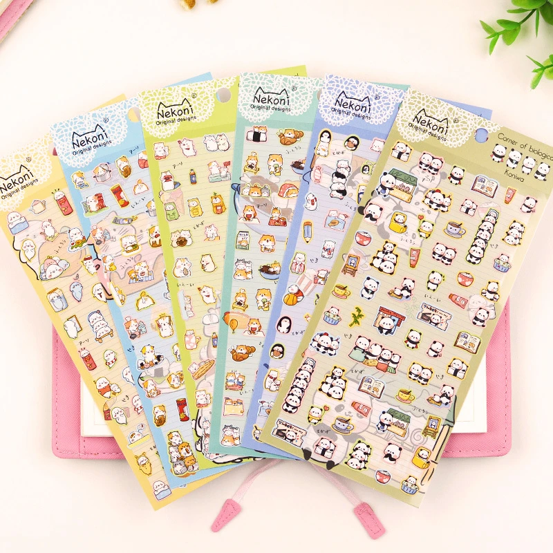 Cute Animal Cat Dog Bear Stickers Junk Journal Cutting Dies Transparent Stickers Handiwork Material DIY Scrapbook Supplies
