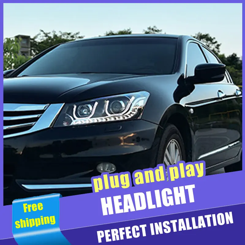 Автомобильный стиль светодиодный фары для Honda Accord 2010-2012 для Accord Головной фонарь светодиодный DRL Объектив двойной луч H7 HID Xenon bi xenon объектив