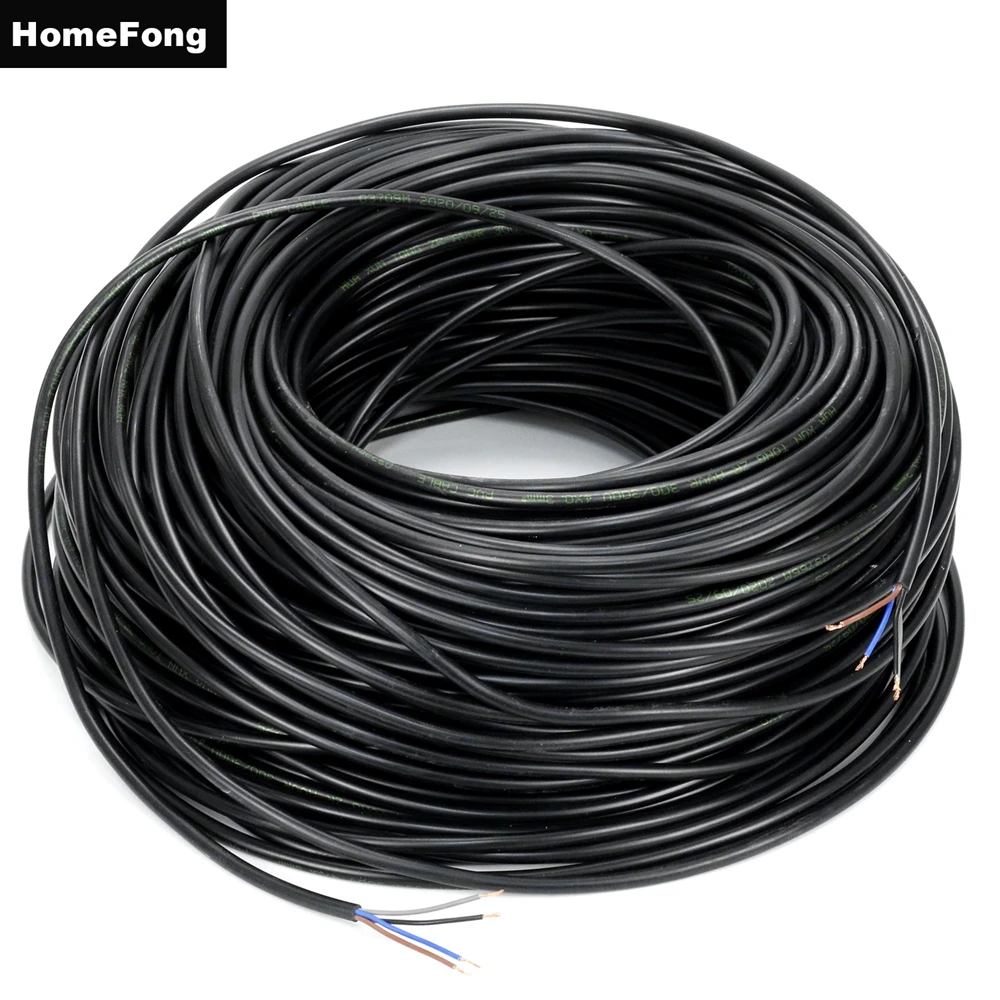 

HomeFong 50m/100m RVV 4 Core Cables Copper Wires 4x0.5mm² / 4x1mm² 4C Black Soft Sheathed Extension Cord for Signal Transmission