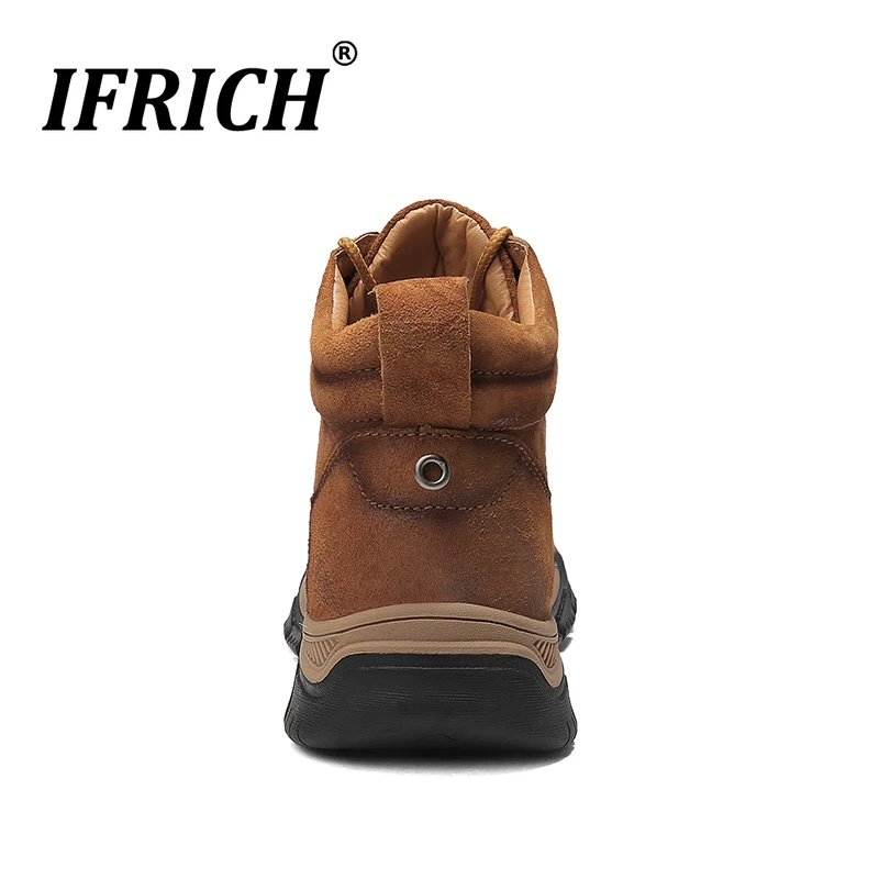 Leather Men Outdoor Hiking Boots Autumn Winter Mens Mountaineering Boots With Fur Trekking Hunting Sneaekrs Mens Trails Shoes