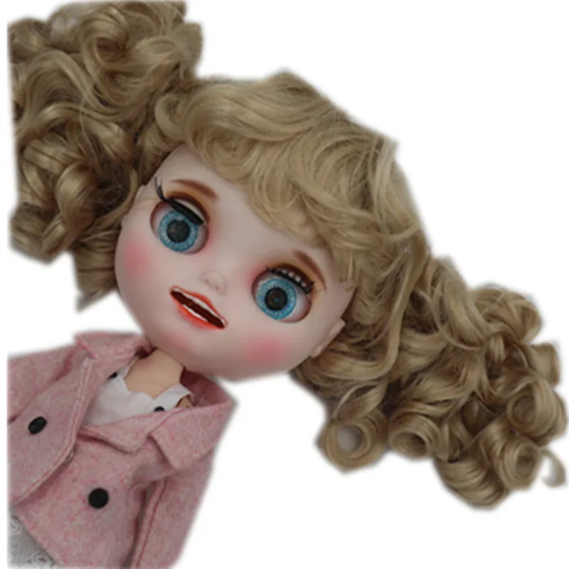 

BJD doll wig blyth wig double horse hair curl brown color 9 to 10 inch - blyth pullip