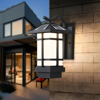

outdoor community balcony Chinese style restoring ancient ways is waterproof outdoor solar LED garden lamp wall lamp