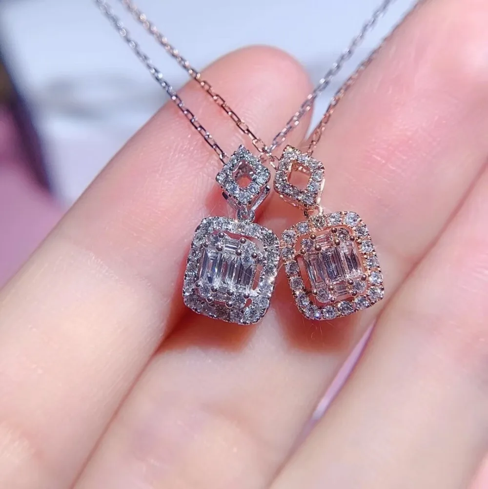 AEAW 18k Белое Золото 0.26ct натуральный бриллиант сияющая огранка ожерелья и подвески бриллианты колье ожерелье женские ювелирные изделия
