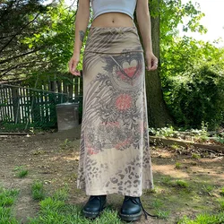 Bonito doce meninas das mulheres outono primavera cintura elástica uma linha floral impresso casual data usar retro vintage japão estilo saias longas