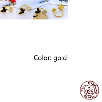 

S925 ring personality fashion classic four-leaf clover clover butterfly shape temperament couple ladies jewelry