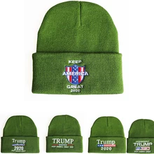Зеленый Популярные Зимние Шляпа Для женщин Для мужчин унисекс Повседневное письмо Дональд Трамп красный Re-электио флaг сшa yзкиe Кепки хлопковые обтягивающие шапки