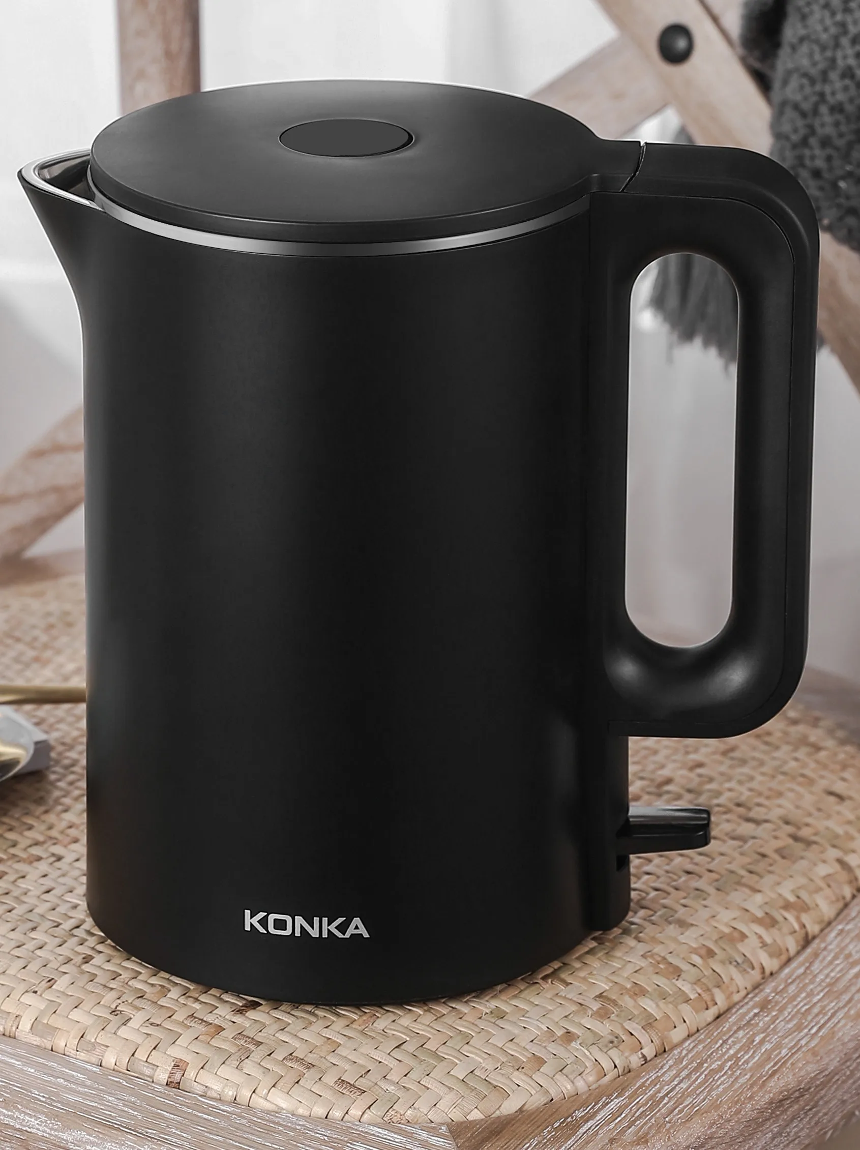 Black Электрический чайник KONKA, быстрое кипячение, 1,7 л, бытовой умный электрический чайник из нержавеющей стали - Цвет: Black