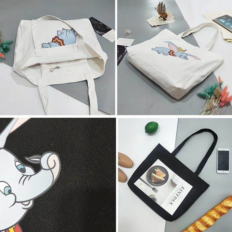 Disney Дамбо новая Одноцветный Холщовый, сумка в руку, женские сумки на плечо, сумка студента для милых девочек Сумка летняя ветрозащитная ручной мешок, клатч, сумка