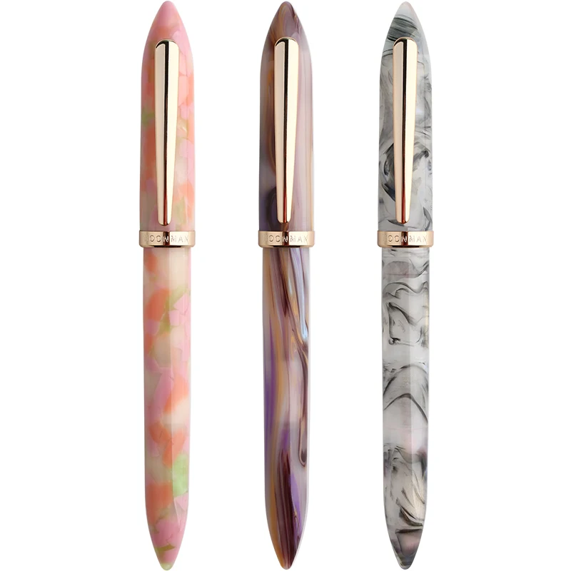 

NEW Moonman Acrylic Resin Fountain Pen Iridium Extra Fine / Fine Nib 0.38 / 0.5mm Writing Ink Pens Gold Trim with Gift Box Set
