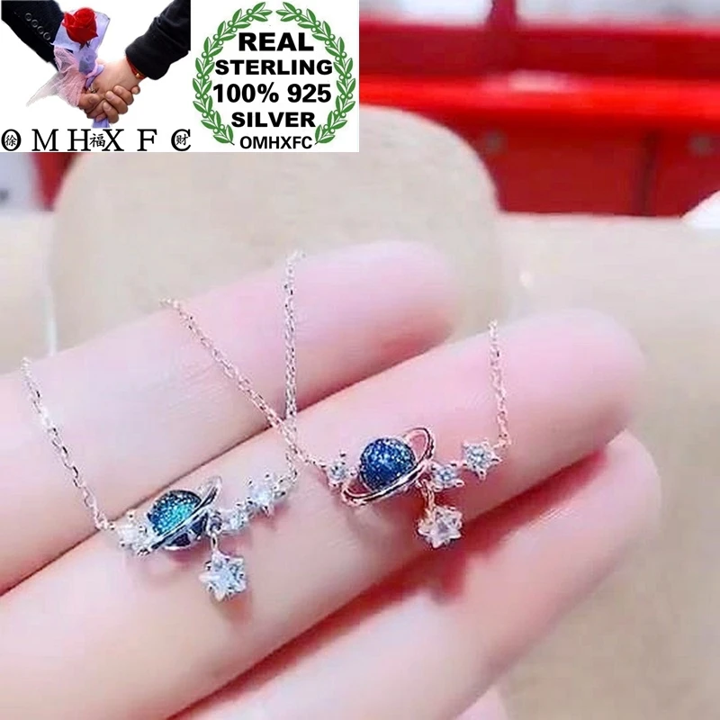 OMHXFC Wholesale XR59 Fashion Woman Party Birthday Wedding Gift Starry Sky Zircon 100% 925 Sterling Silver Pendant Necklace 1PC | Украшения